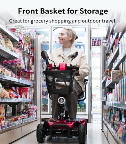 Mobility-Scooters-for-Adults, Powered Mobility Scooter Seniors, All Terrain Motorized Scooter with Seat, Folding Power Wheelchair