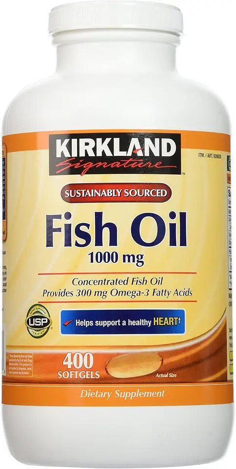 Kirkland Signature Natural Fish Oil Concentrate with Omega-3 Fatty Acids - 400 Softgels (Pack of 2) - Kansas Nuitrition - HNZSDS