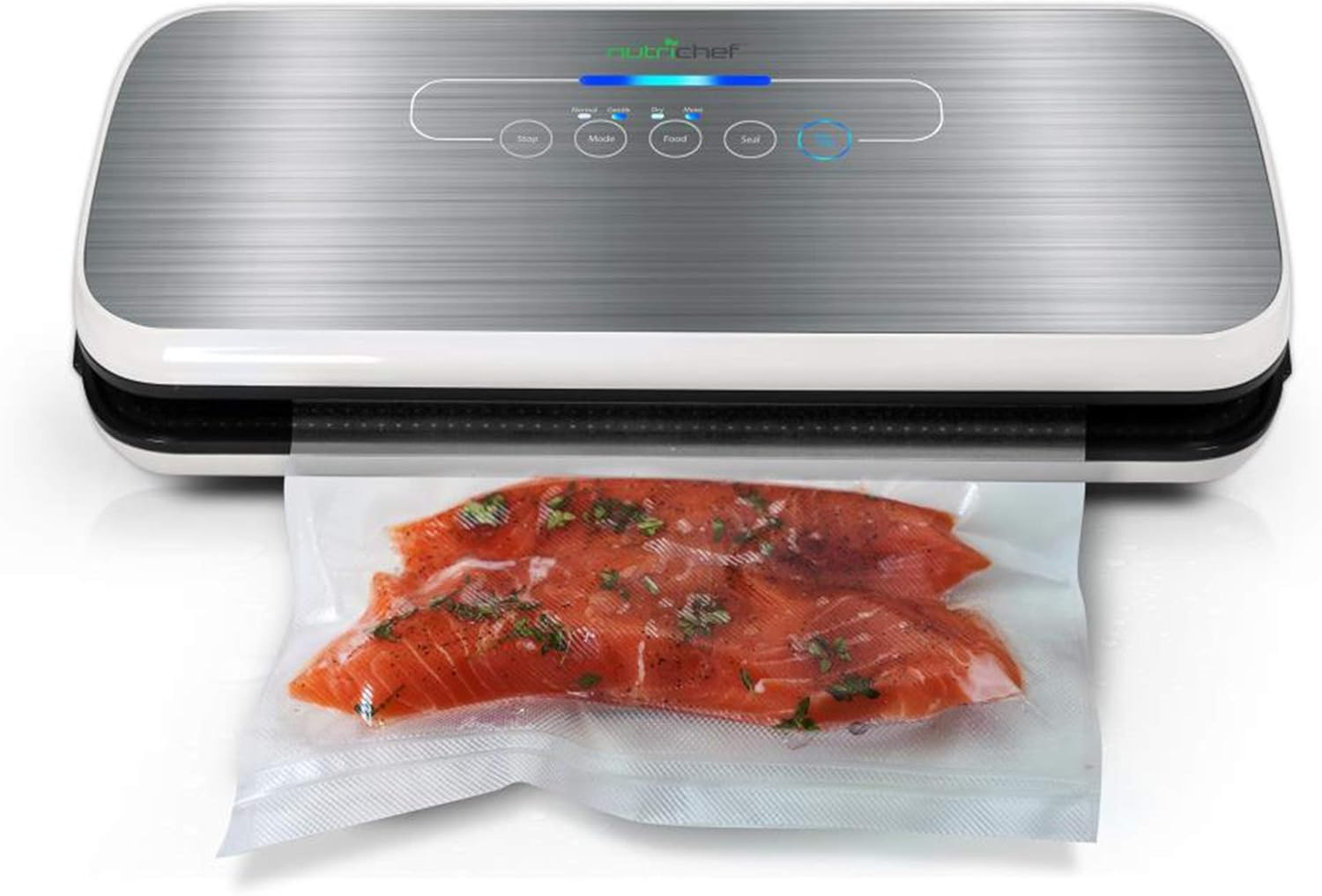 NutriChef Vacuum Sealer | Automatic Vacuum Air Sealing System For Food Preservation w/ Starter Kit | Compact Design | Lab Tested | Dry & Moist Food