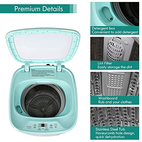 COSTWAY Portable Washing Machine, Built-in Drain Pump, 8Lbs Capacity, Full-Automatic washer with 6 Programs, 6 Water Levels, Child Lock