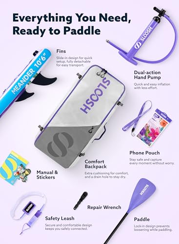 SLOOSH Inflatable Stand Up Paddle Board, 10'6" Inflatable Paddle Boards with Premium Accessories, Non-Slip EVA Deck, Ultra-Light Carry Bag Pump