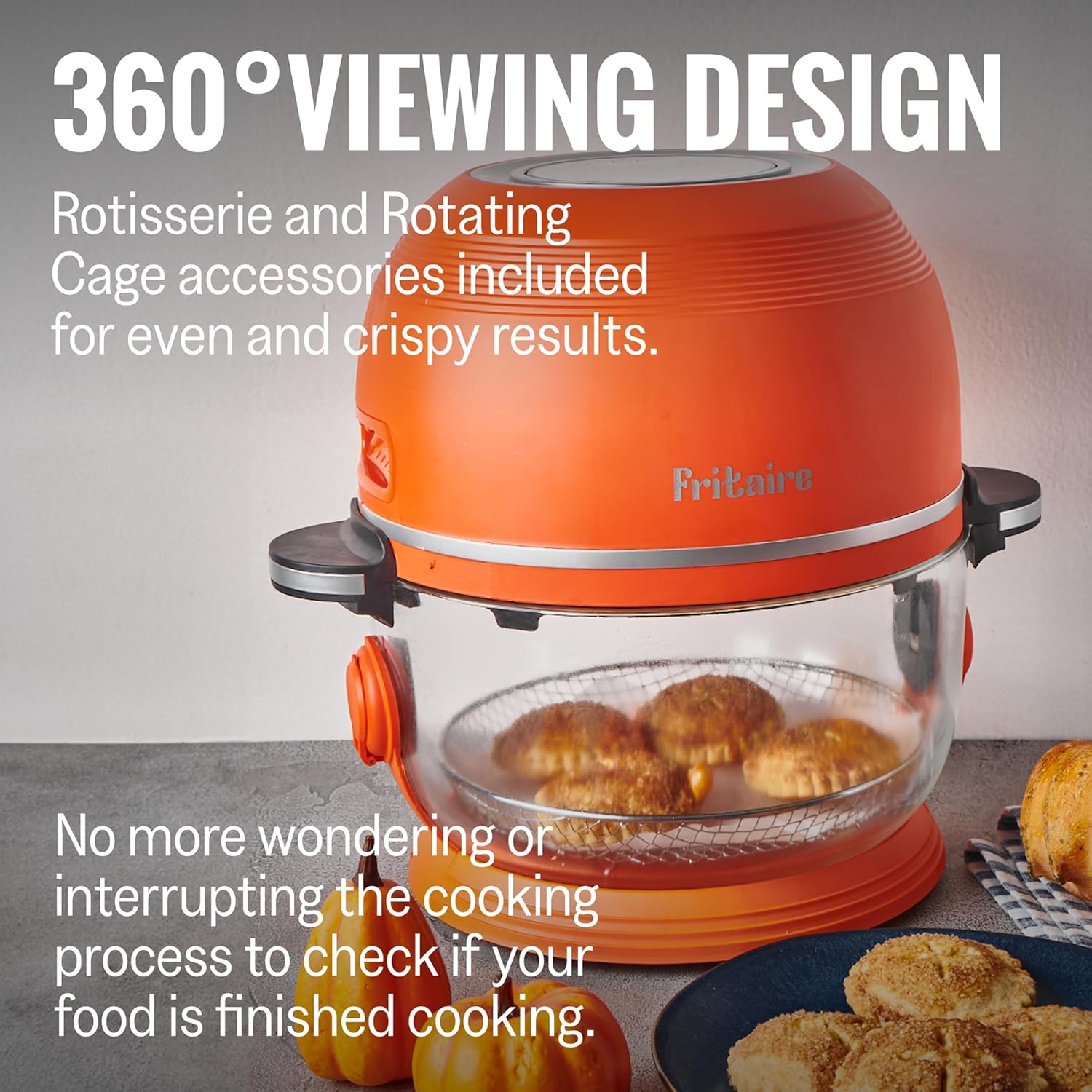 Self-Cleaning Air Fryer 5 Quart with 360 Visibility, Non-Toxic, BPA-Free, 400F Vortex for Even Cooking, 6-in-1 Functions, Rotisserie, Roast, Bake