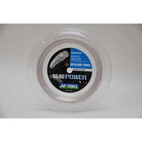 Yonex BG80 Power Badminton String - 200m Reel, Color- White