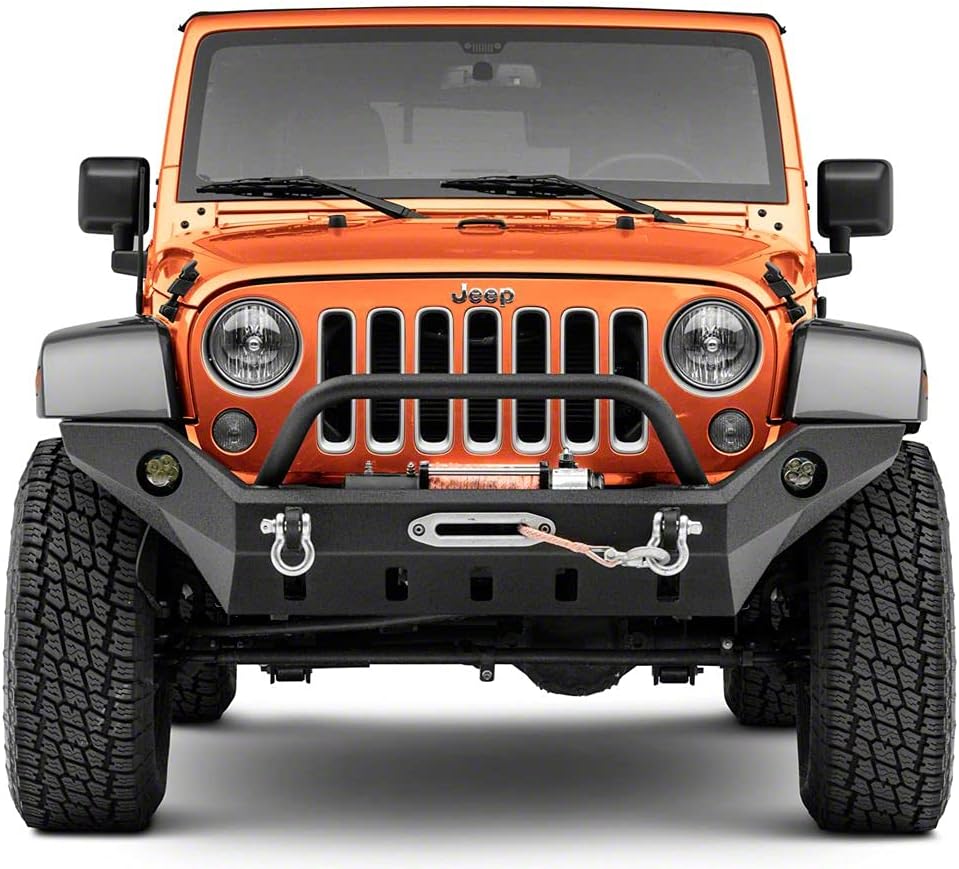 Barricade Extreme HD Full Width Front Bumper with LED Fog Lights Compatible with 07-18 Jeep Wrangler JK