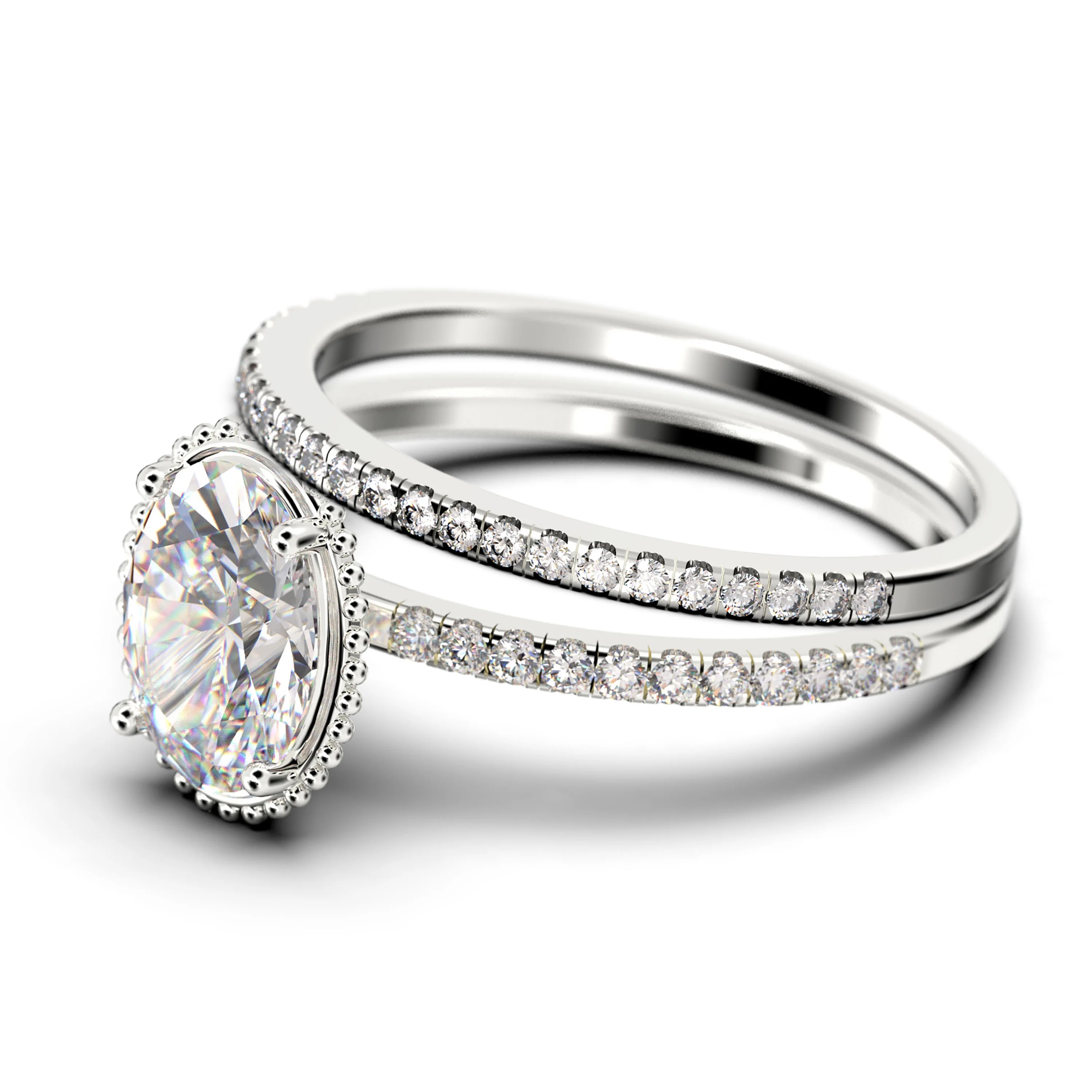 Gorgeous Minimalist 2.00 Carat Oval Cut Diamond Moissanite Engagement Ring, Floral Wedding Ring