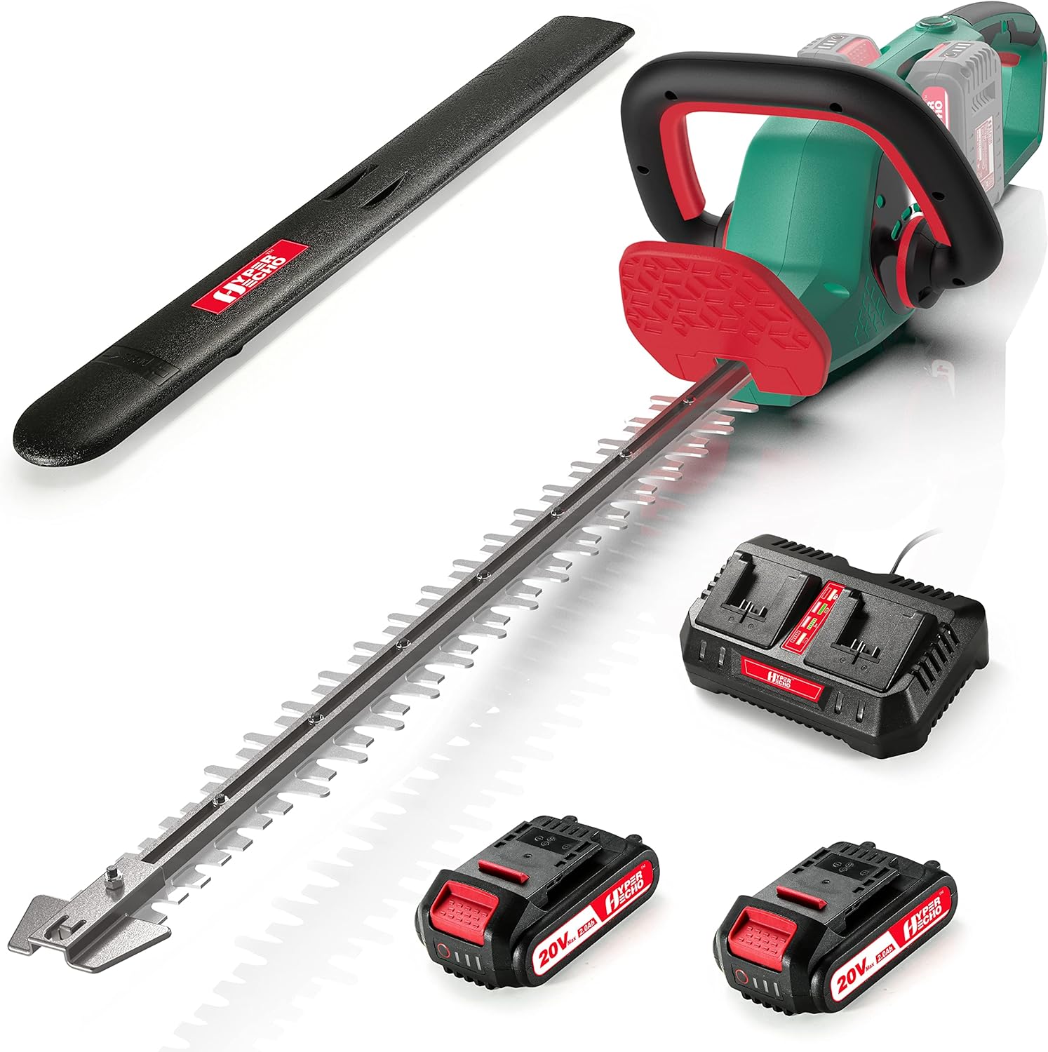 HYPERECHO Cordless Hedge Trimmer 40V MAX 24-Inch 1" Cutting Capacity Cordless Shrub Trimmer Electric Hedge Trimmer Brushless Motor (2.0Ah