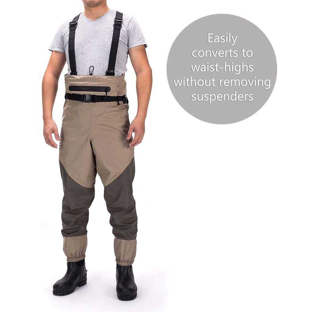 Bassdash Mens Breathable Chest And Waist Convertible Waders for Fishing Hunting - Sports Supplies Online Store