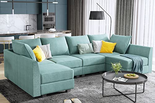 HONBAY Modular Sectional Sofa U Shaped Sectional Modular Sofa with Storage Convertible Sectional Couch for Living Room, Grey