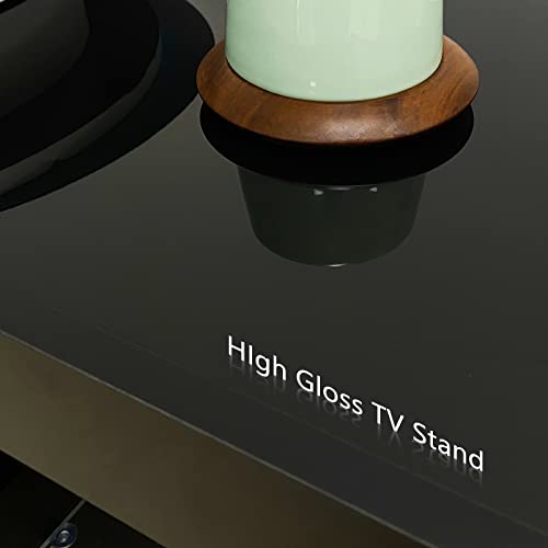 Modern High Gloss LED TV Stand for Flat Screens 50+/55/65 inch TV with Storage and Shelves for Living Room，Table Top Gaming Universal Oversized TV