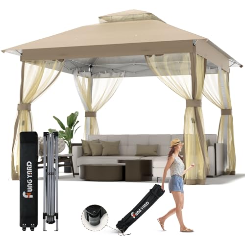 Outdoor Pop Up Gazebo 10x10 - Instant Canopy Tent with Mosquito Nettings