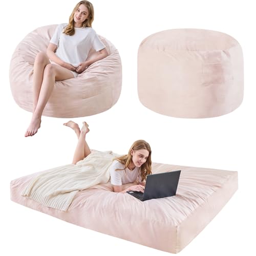 Bean Bag Chairs for Adults - Giant Bean Bag Chair Convertible Bean Bag Bed - Beanbag Chair with Micro Fiber Cover/Furniture Foam Filler
