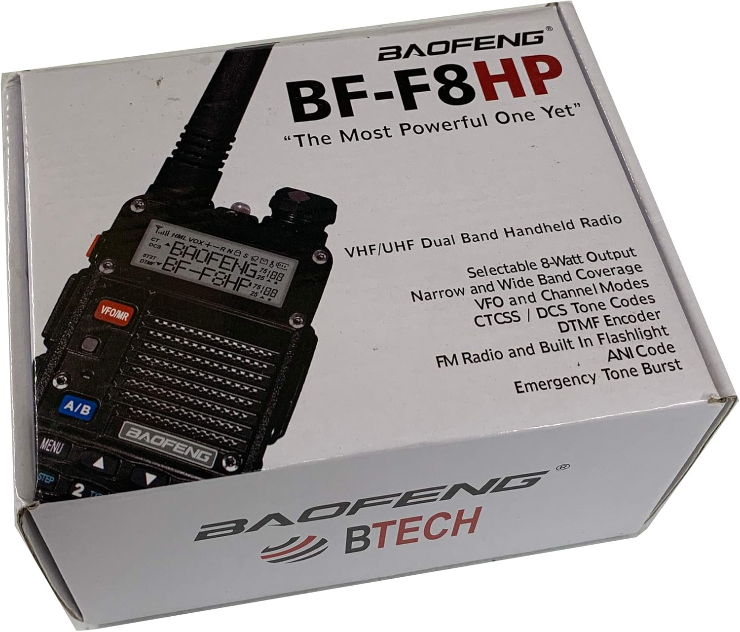 BAOFENG BF-F8HP (UV-5R 3rd Gen) 8-Watt Dual Band Two-Way Radio (136-174MHz VHF & 400-520MHz UHF) Includes Full Kit with Large Battery