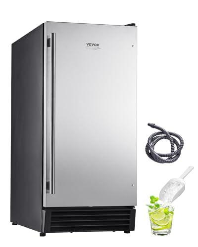 VEVOR Under Counter Ice Maker Machine, Crescent Ice, 25 Lbs/Day Stainless Steel Built in Ice Maker with Reversible Door