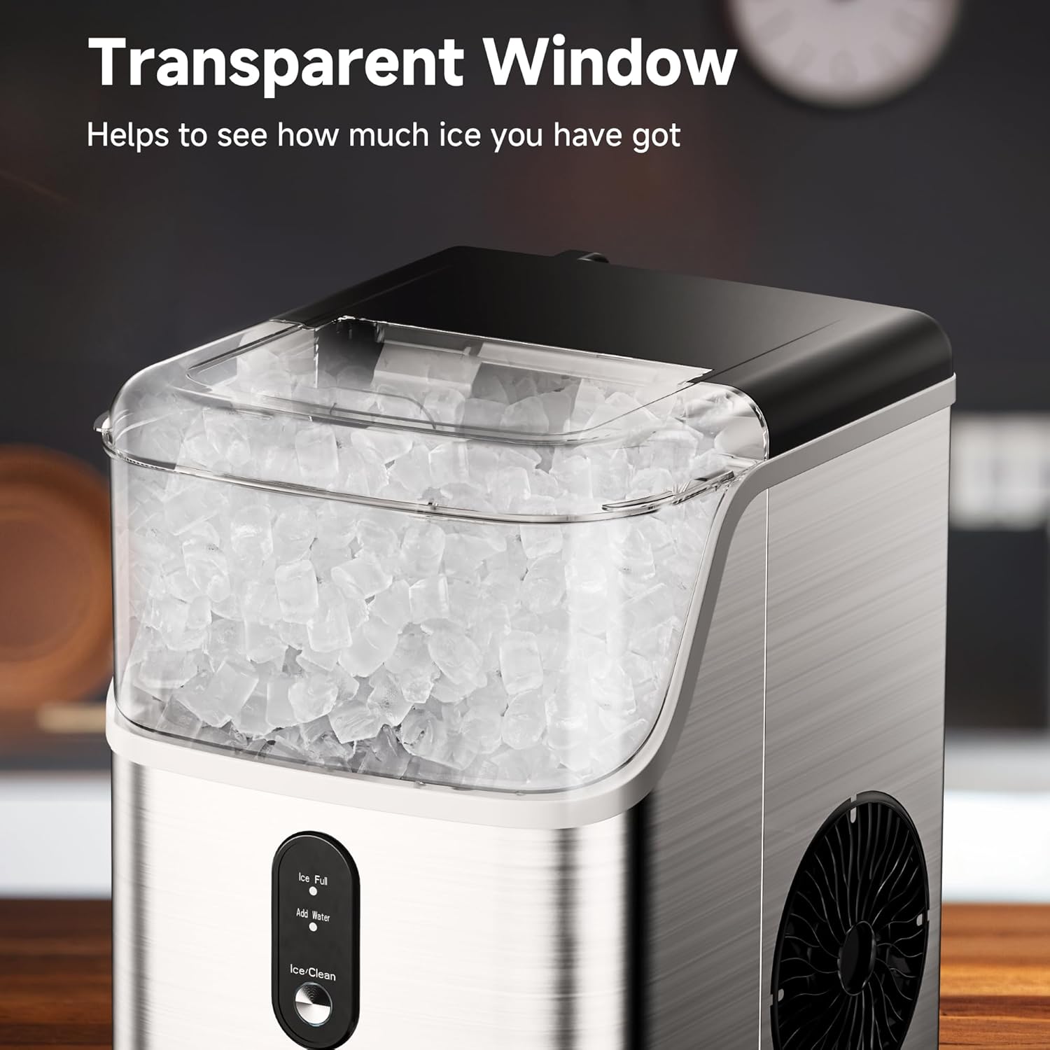 EUHOMY Nugget Ice Makers Countertop, Pebble Ice Maker Machine with 34lbs/24H Soft Ice, Self-Cleaning Sonic Ice Maker with Ice Scoop&Basket