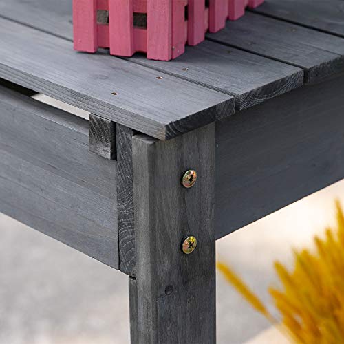 Outsunny Outdoor Potting Bench Table, Wooden Workstation with Sliding Tabletop, Storage Shelf and Dry Sink, for Greenhouse, Garden, Patio, Brown