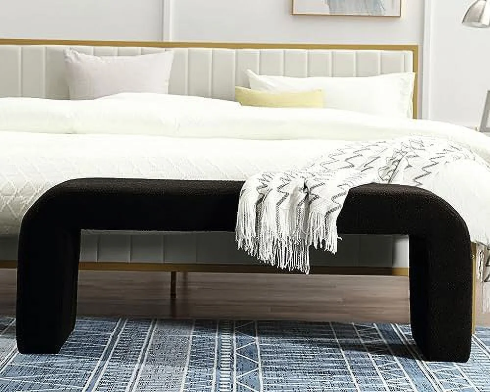 LNboomLife Modern Upholstered Ottoman Waterfall Bench for Bedroom End of Bed  50"
