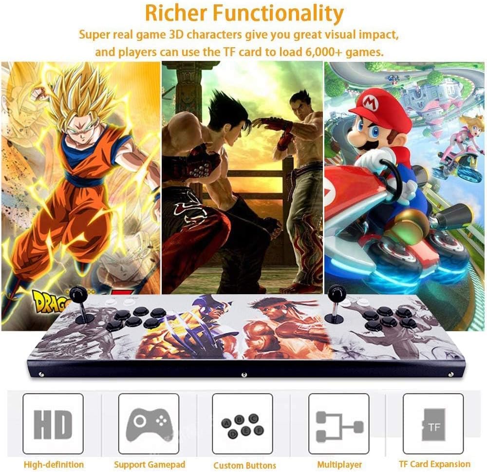 XFUNY Arcade Game Console 1080P 3D & 2D Games 8000 in 1 Pandora's Box 3D 2 Players Arcade Machine with Arcade Joystick Support Expand 8000+ Games for