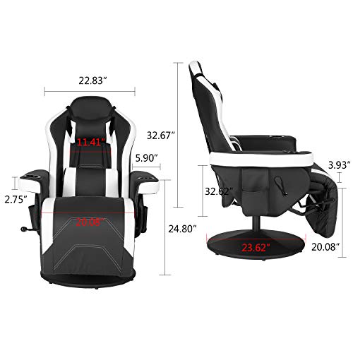 Modern-Depo Gaming Recliner Chair with Speakers, Massage, High Back, Cupholder, Headrest, Lumbar Support