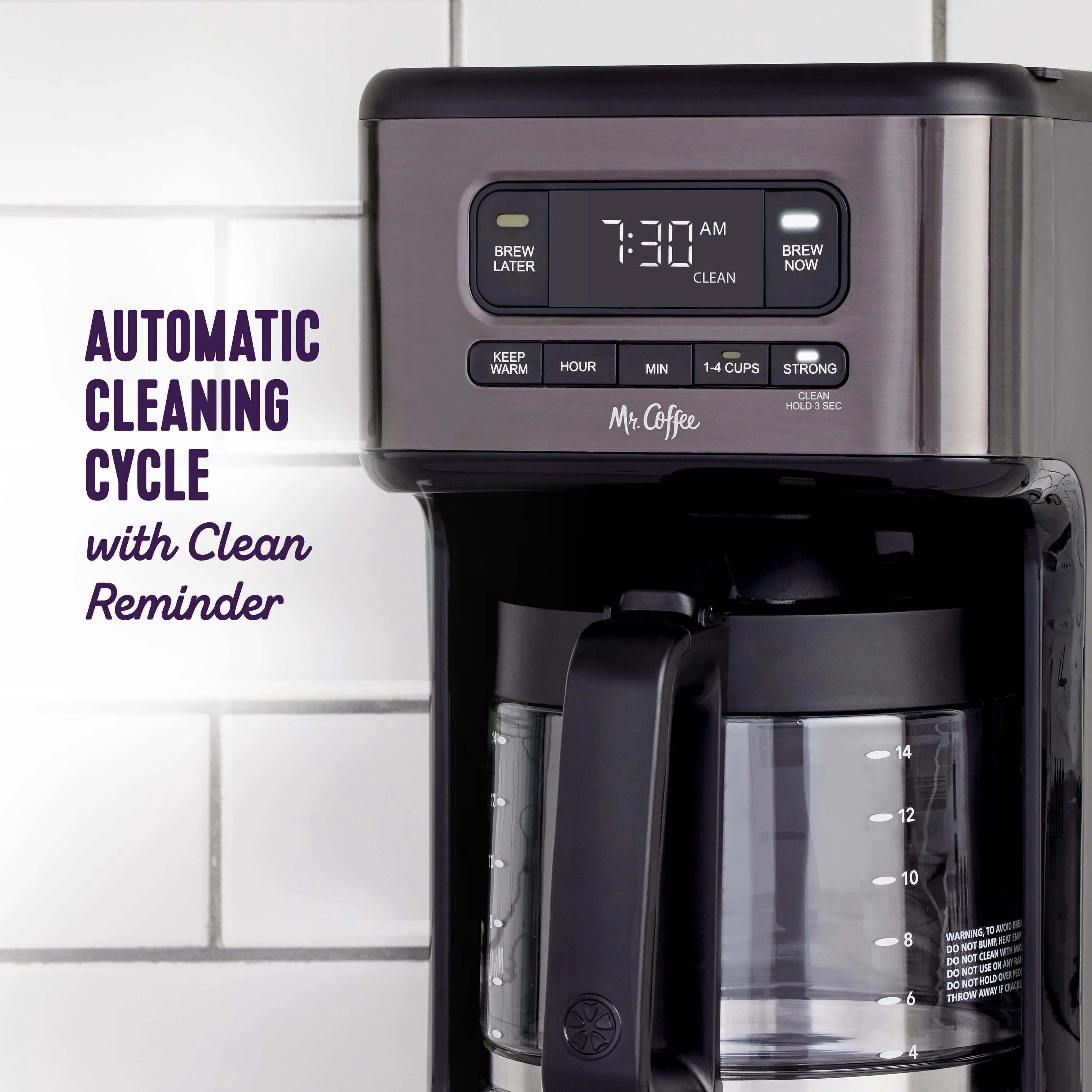 Mr. Coffee? 14 Cup Programmable Coffee Maker, Dark Stainless Steel