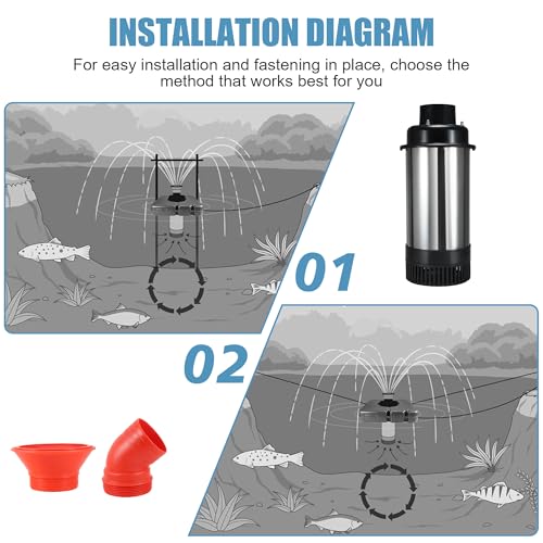 Pond Fountain Aerator, F2-2 1HP 750W 110V Stainless Steel Floating Fountain With 100 Feet Power Cord
