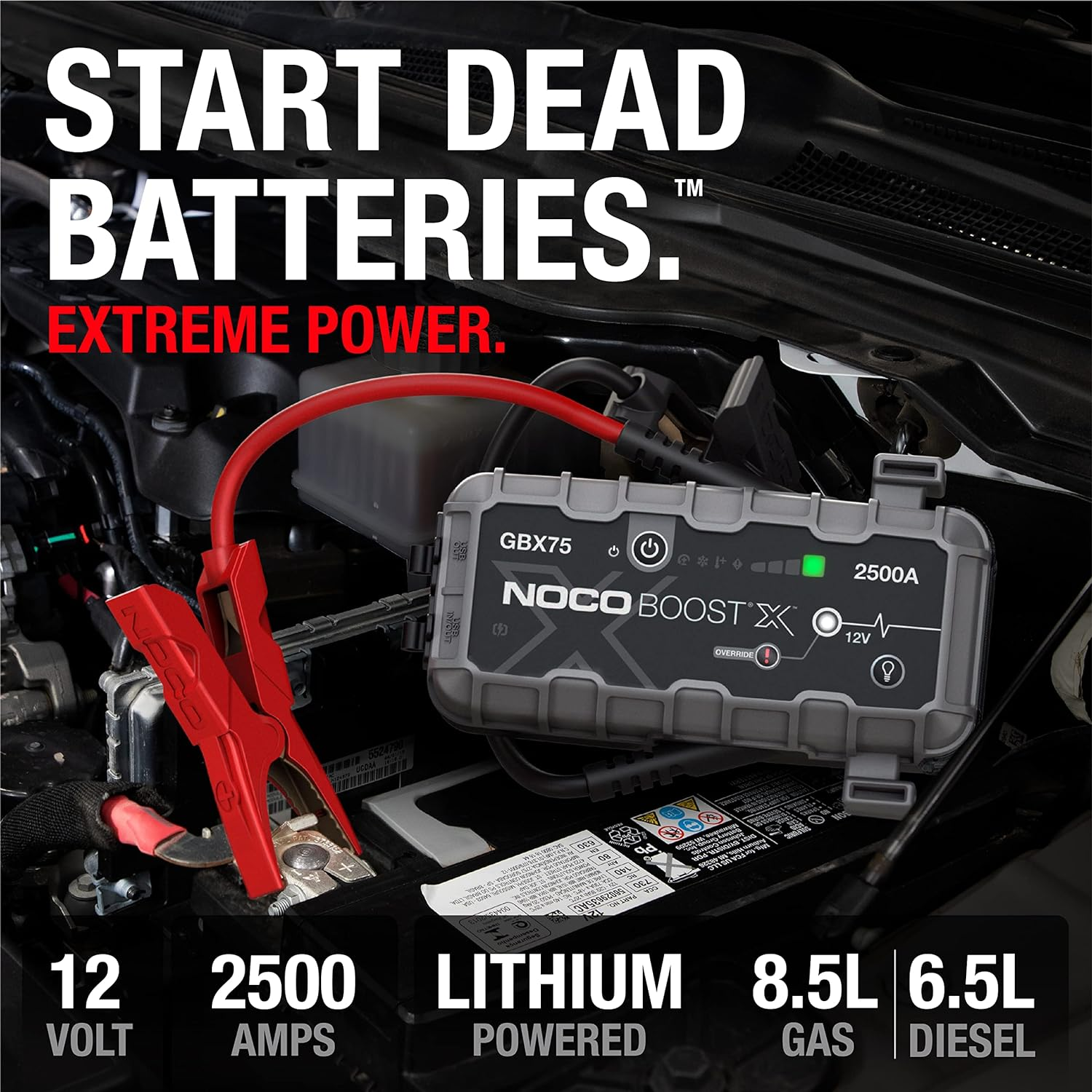 NOCO Boost X GBX75 2500A 12V UltraSafe Portable Lithium Jump Starter, Car Battery Booster Pack, USB-C Powerbank Charger