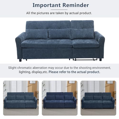 Ball & Cast Convertible Sofa Bed with Reversible Storage Chaise,Linen Sleeper Sofa Couch L Shaped Pull Out Couch Bed