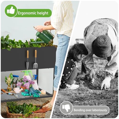 51 &times; 26 &times; 32 Inches Raised Garden Bed with Legs/Storage Shelf, Mobile Planter Box for Outdoor Plants, Elevated Garden Bed for Backyard