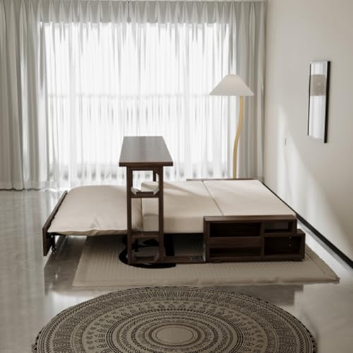 3 in 1 Convertible Sleeper Sofa Bed,Loveseat Couch with Pull Out Bed,Small 2 Seat Futon Sofa Bed Convertible Office Desk,Modular Sofa,Velvet,52.40''