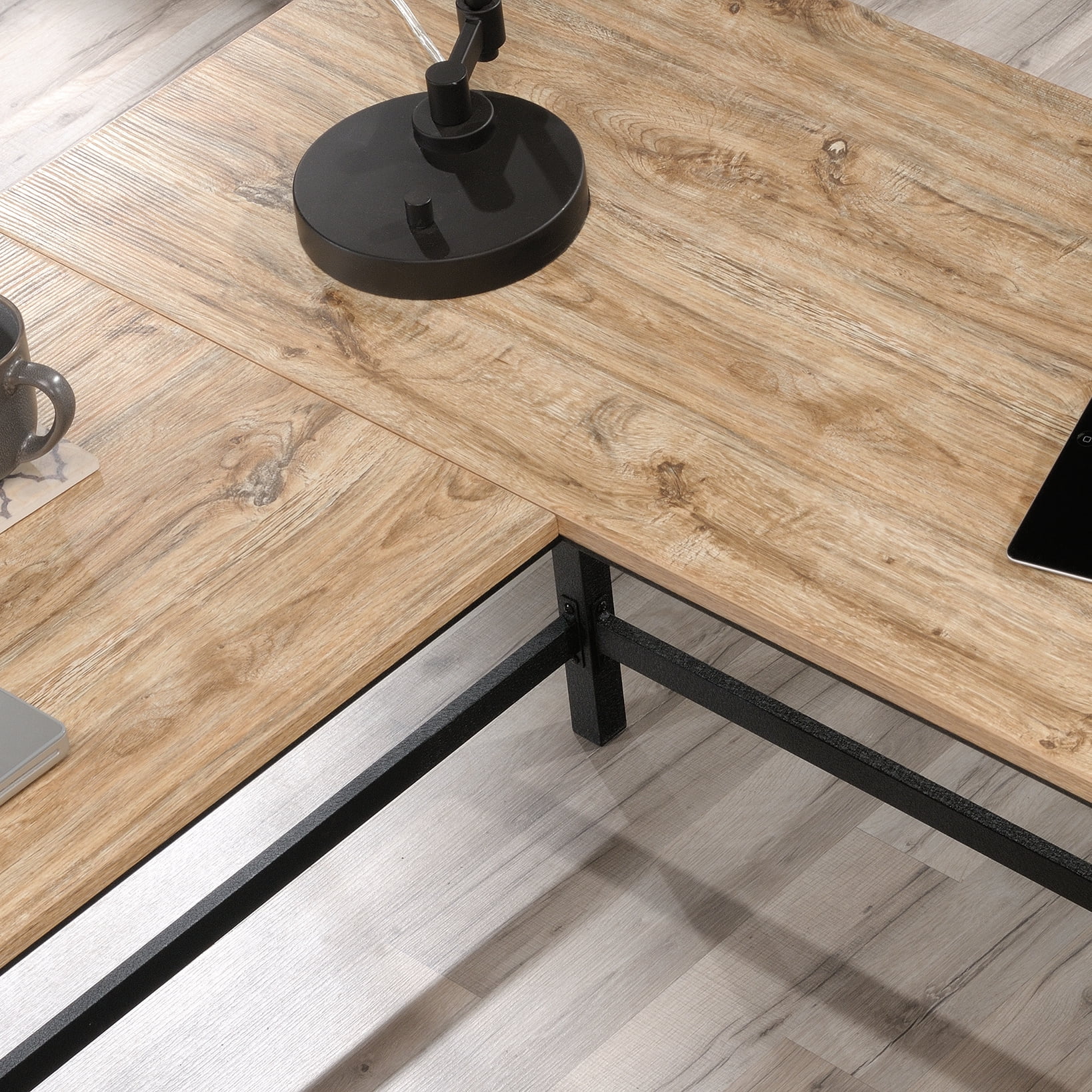 Sauder Steel River L-Desk, Milled Mesquite Finish