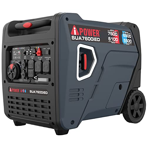 A-iPower 7600W Dual Fuel Quiet Portable Inverter Generator, Electric Start RV Ready, EPA & CARB Compliant CO Sensor