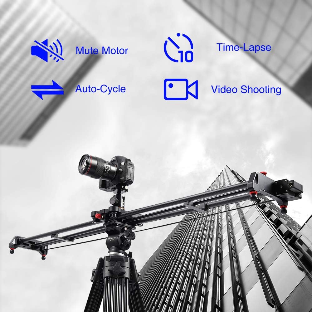 GVM Motorized Camera Slider, 31 Carbon Fiber Dolly Rail Camera Slider with Time-Lapse Photography