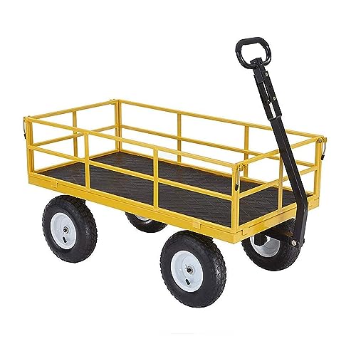 Gorilla Carts Steel Utility Wagon w/ Removable Side Panels, 1000 lb Capacity, Gray