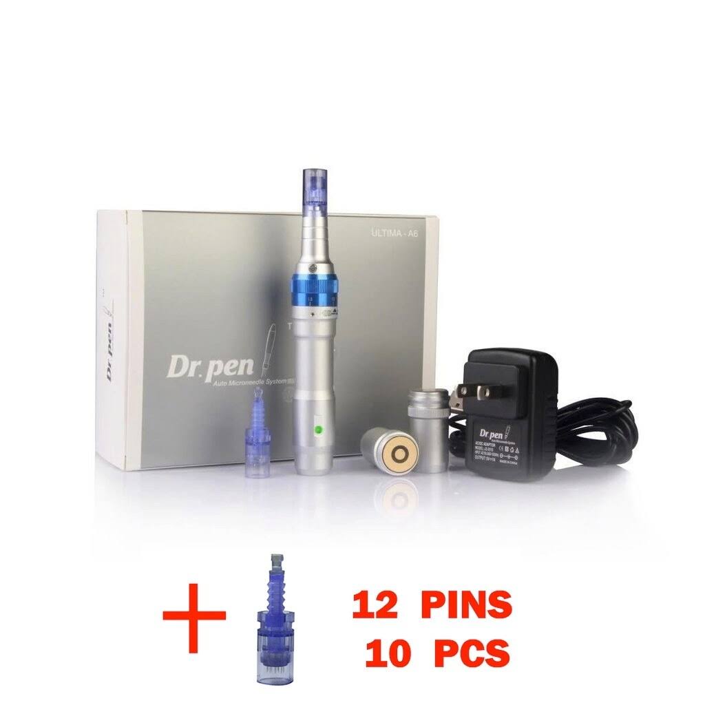 Dr. Pen Derma Pen Ultima A6 Most Advanced Rechargeable Microneedle System + 10 12 Pin Cartridges