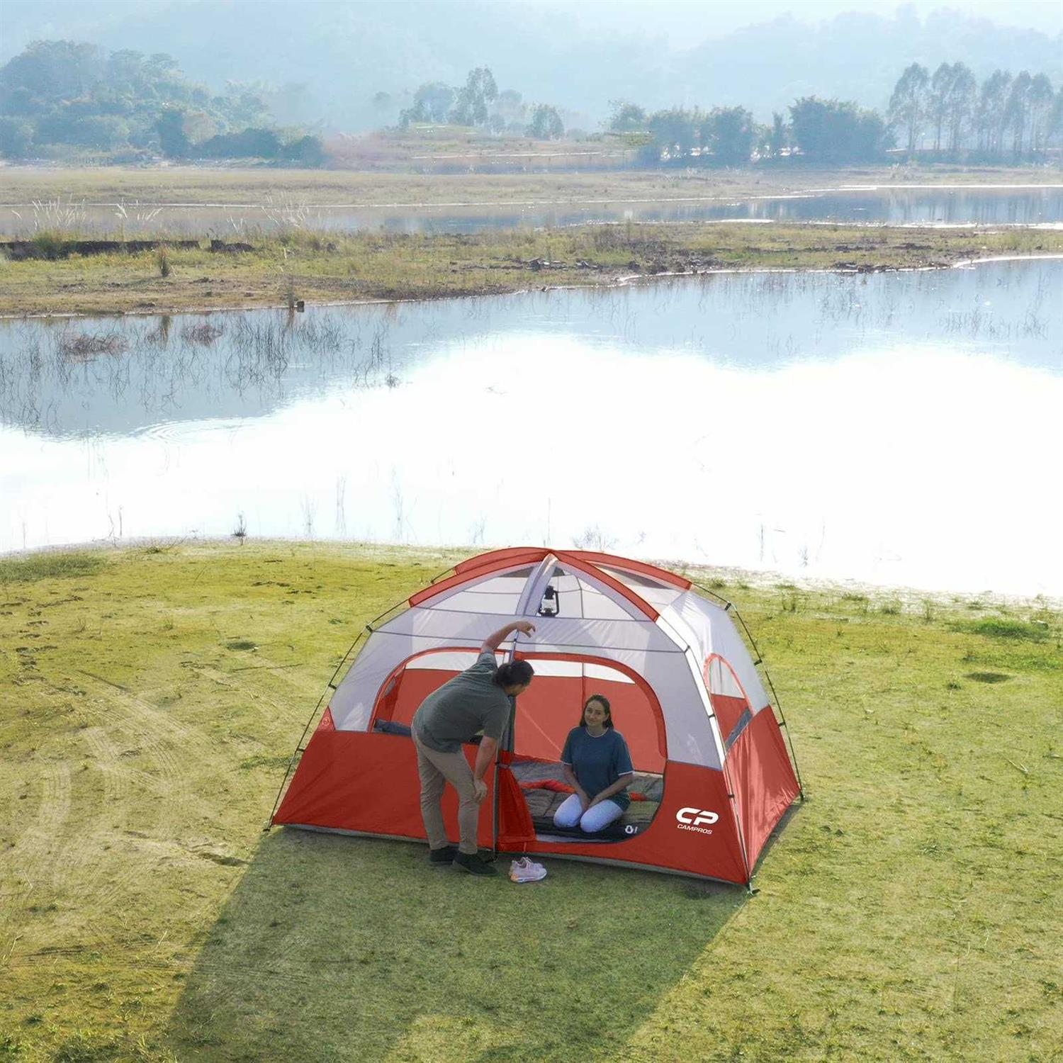 CAMPROS Cp Tent-6-Person-Camping-Tents Waterproof Windproof Family Tent with Top Rainfly - Sports Supplies Online Store