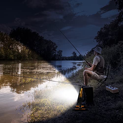 100W COB Rechargeable Work Light, 7000LM Cordless LED Work Lights, Waterproof Portable Flood Light with Stand for Outdoor Camping, Hiking, Garage