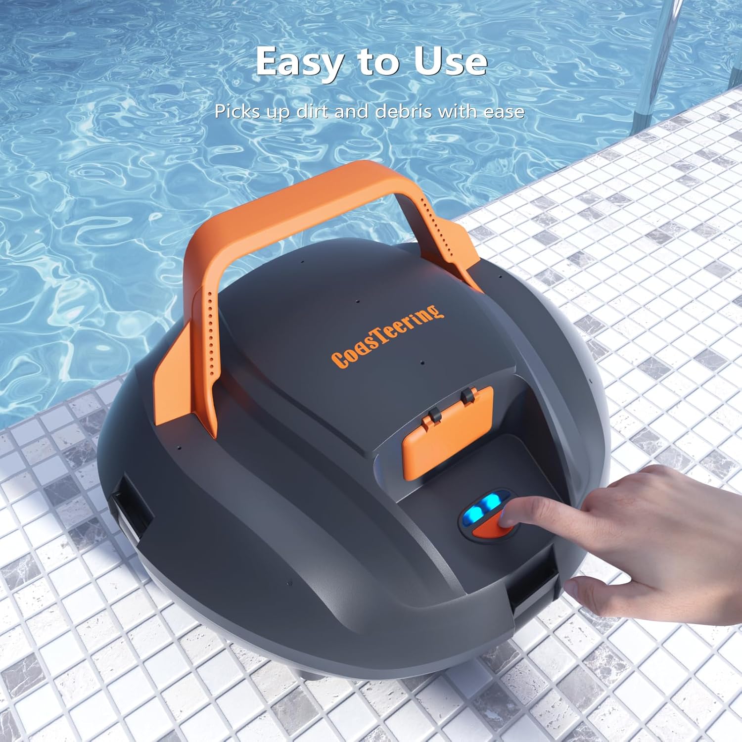 Robotic Pool Cleaner, Cordless Pool Vacuum for Above Ground Pool, Lasts up to 100Mins, Above Ground Pool Vacuum with Self-Parking Function