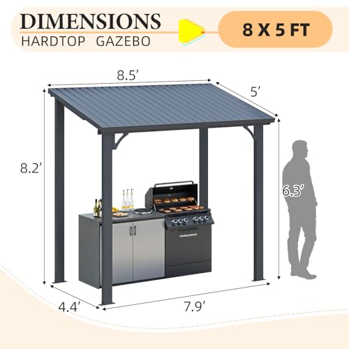 AECOJOY 10&rsquo; x 10&rsquo; Gazebo, Wall Mounted Gazebos Pergola on Clearance, Outdoor Patio Lean to Gazebo Awnings for Deck, Porch