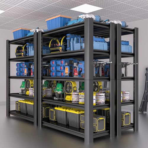 5-Tier Heavy Duty Garage Shelving Unit, 3000 LBS Capacity Metal Storage Rack 72" H x 48" W x 20" D, Adjustable Steel Shelves for Garage, Warehouse