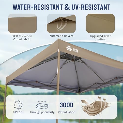 CROWN SHADES Gazebo 10x10 Pop Up Canopy with Mosquito Netting, Screen Tent with 4 Ropes, 8 Stakes, 4 Sandbags and Wheeled Storage Bag