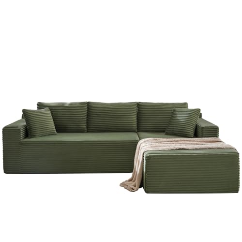 105 Inch Cloud Sectional Couch,Modern Modular Sectional Sofa with Deep Seat,Corduroy Boneless Couches with L-Shape Chaise for Living Room Bedroom