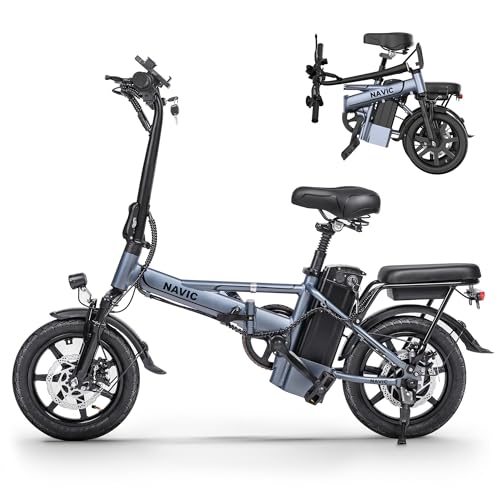NAVIC Electric Bike for Adults, 14'' Adults Electric Bicycles, Peak 750W Folding Ebike with 499.2/749Wh Removable Battery, Max Speed 22mph