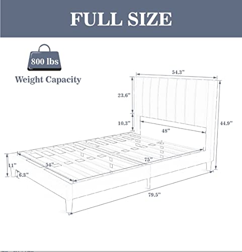 Allewie Upholstered FPK Bed Frame, Full, Pink