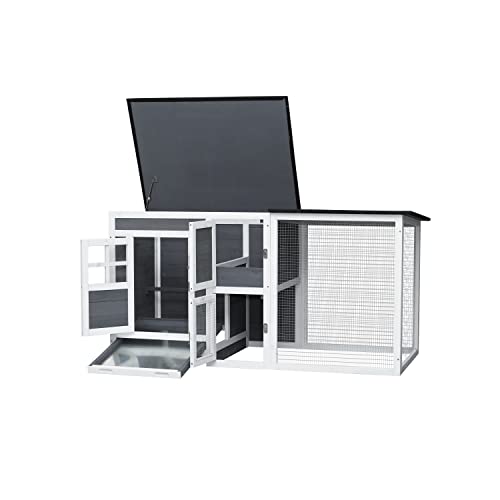 122" Large Chicken Coop with Run,Outdoor Chicken Run W/Nesting Box & Perch,Wooden Hen House W/Ramp & Sliding Trays