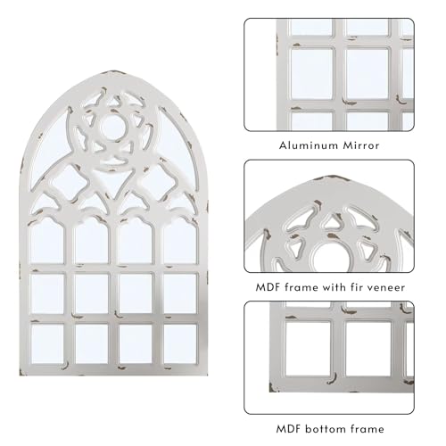 Arched Window Mirror, Big Wall Mirrors Decorative with Wood Framed,Large Retro Farmhouse Mirrors
