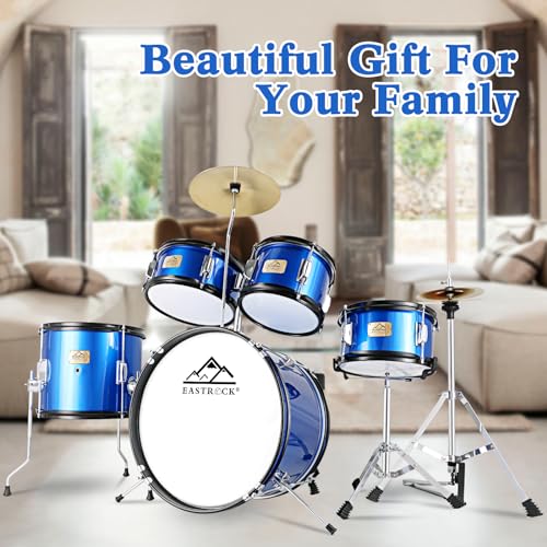 EASTROCK Kids Drum Set, 5-Piece 16 Inches Junior Drum Sets for Kids, Drummer, Beginner Youth Drumset for 7-12 Years Old with Throne,Cymbal,Pedal