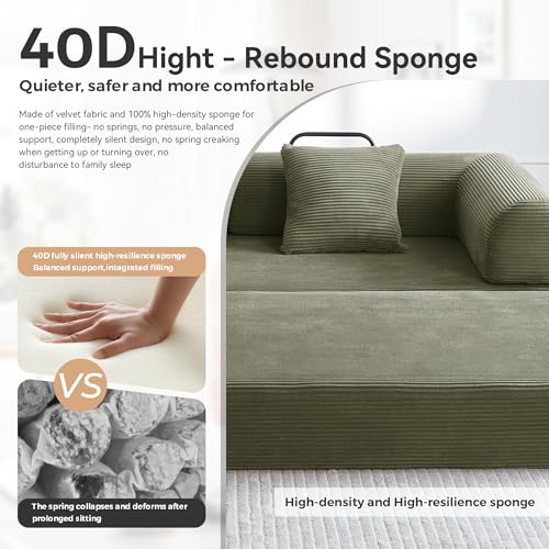 Convertible Sleeper Sofa Bed with Cylindrical Pillow, Comfy Foldable Sofa Bed Compressed Sofa in Box