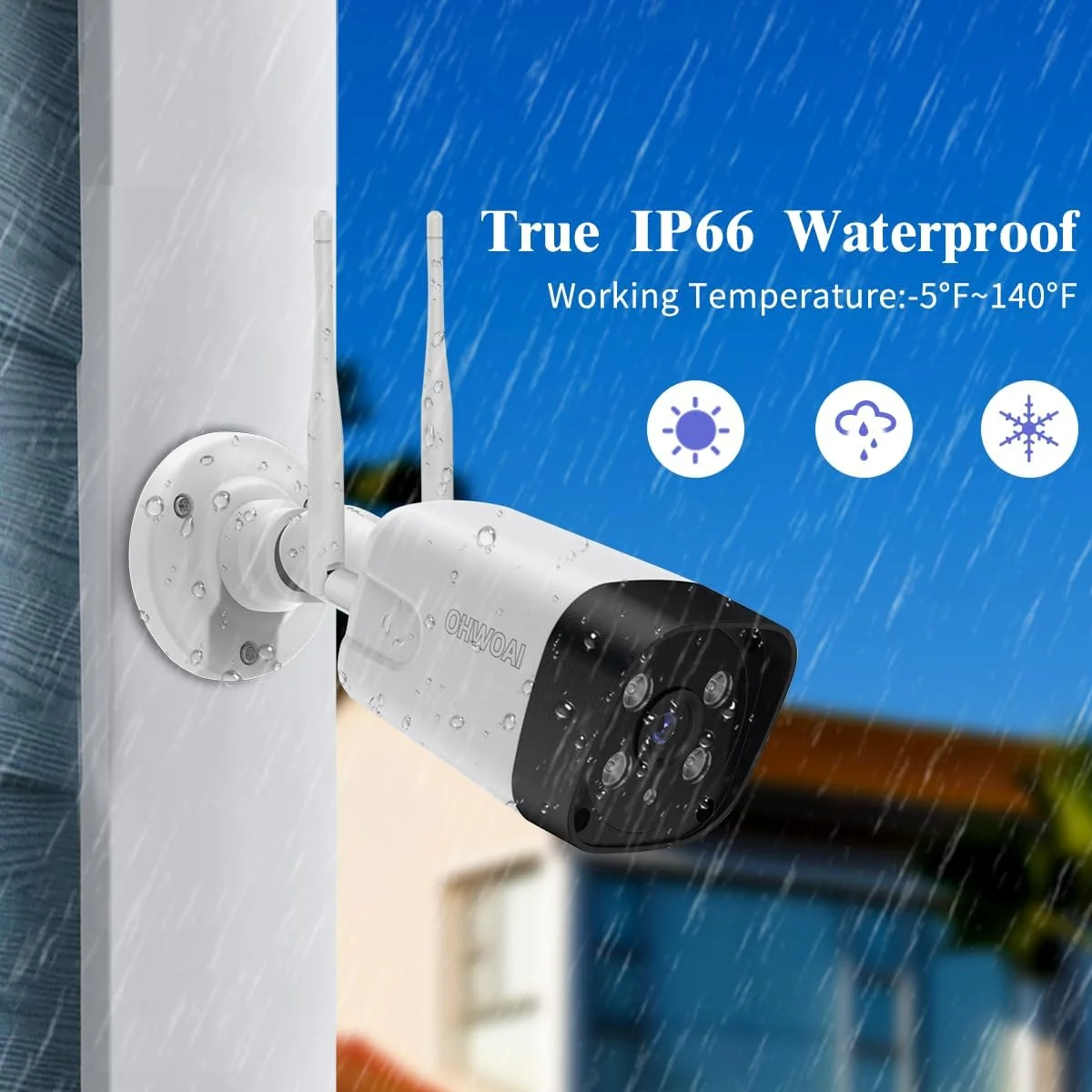 《2-Way Audio & 100ft Super Night Vision》 Dual Antennas Wireless Security Camera System Outdoor CCTV Cameras DVR Security System Wireless