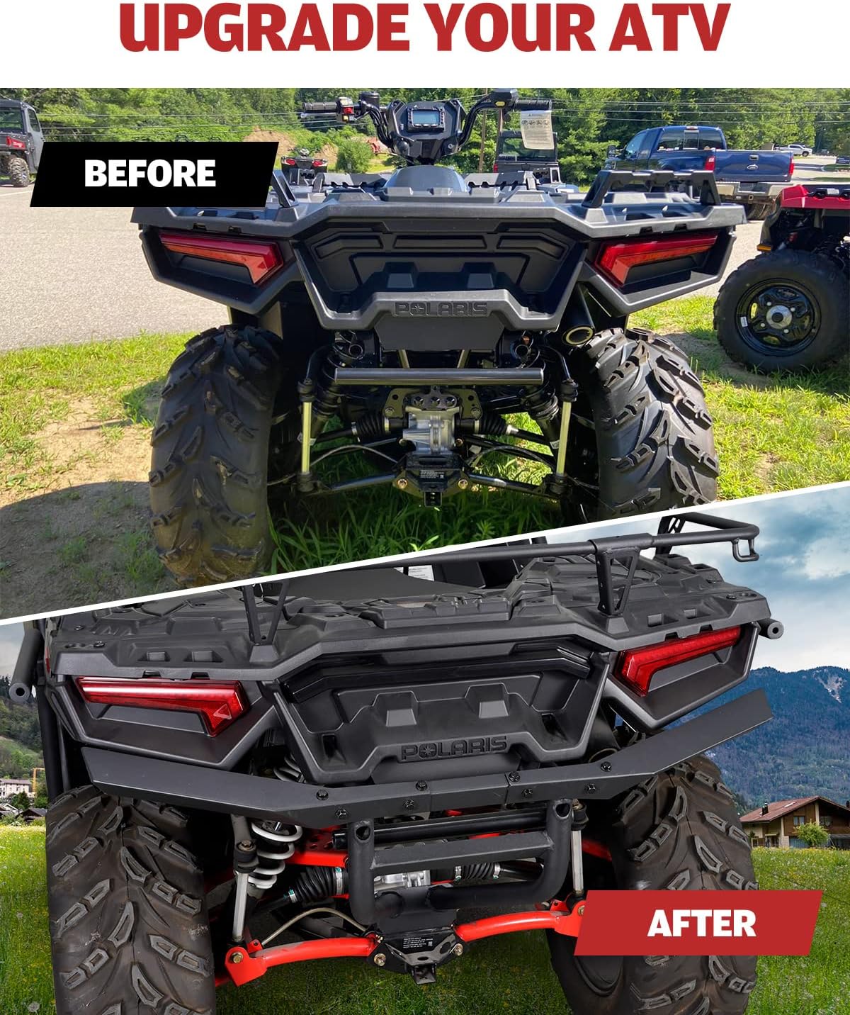 A & UTV PRO Rear Bumper Brush Guard for 2017-2022 Polaris Sportsman 850 / XP 1000,Heavy Duty Ultimate Series Steel Rear Bumper Protector Accessories