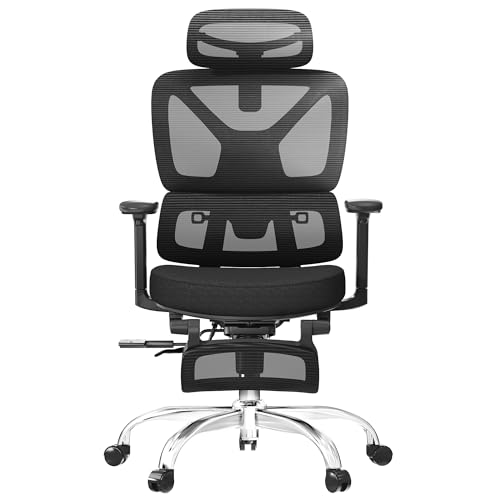 FLEXISPOT ErgoX Premium Ergonomic Office Chair with Footrest- Adjustable 3D Armrests, Dynamic Lumbar Support, Recline & Tilt Function, Mesh Seat