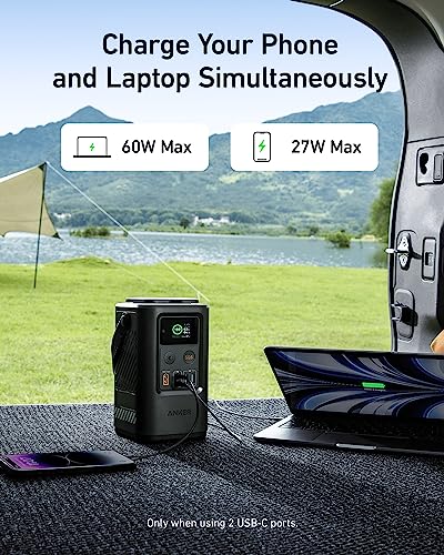 Anker Power Bank Power Station 60,000mAh,Portable Outdoor Generator 87W with Smart Digital Display, Retractable Auto Lighting and SOS Mode